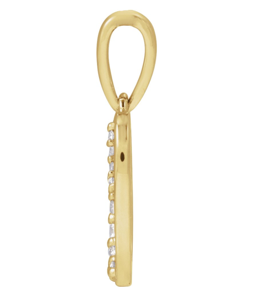 689337 Pendant Set 14K Yellow Initial O Natural Diamond Round None I1, G-H 110 Ctw Polished 110 Ctw Natural Diamond Initial Pendant