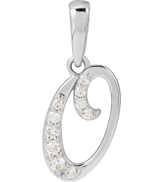 689337 Pendant Set 14K White Initial O Natural Diamond Round None I1, G-H 110 Ctw Polished 110 Ctw Natural Diamond Initial Pendant