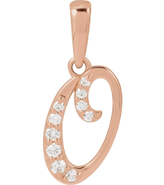 689337 Pendant Set 14K Rose Initial O Natural Diamond Round None I1, G-H 110 Ctw Polished 110 Ctw Natural Diamond Initial Pendant