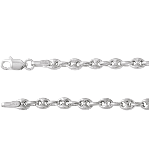 Ch1248 Sterling Silver Anchor 3.8 Mm 16 In Lobster Clasp Polished Puffed Anchor Chain