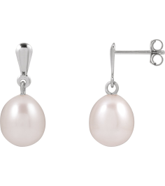 689320 Earring Set 14K White 18.796 Mm None Cultured Freshwater Pearl Pearl 8-8.5 Pair Friction Backs Included Polished Cultured Freshwater White Pearl Drop Earrings