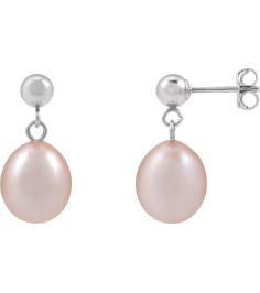 689322 Earring Set 14K White 18.796 Mm Cultured Pink Freshwater Pearl Pearl 8-8.5 Pair Friction Backs Included Polished Cultured Freshwater Pink Pearl Drop Earrings