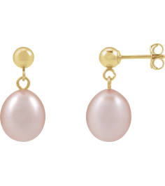 689322 Earring Set 14K Yellow 18.796 Mm Cultured Pink Freshwater Pearl Pearl 8-8.5 Pair Friction Backs Included Polished Cultured Freshwater Pink Pearl Drop Earrings