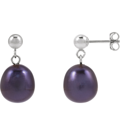 689322 Earring Set 14K White 18.796 Mm Cultured Black Freshwater Pearl Pearl 8-8.5 Pair Friction Backs Included Polished Cultured Freshwater Black Pearl Drop Earrings