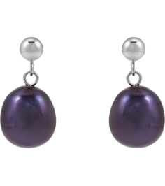 689322 Earring Set 14K White 18.796 Mm Cultured Black Freshwater Pearl Pearl 8-8.5 Pair Friction Backs Included Polished Cultured Freshwater Black Pearl Drop Earrings