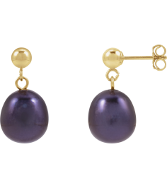 689322 Earring Set 14K Yellow 18.796 Mm Cultured Black Freshwater Pearl Pearl 8-8.5 Pair Friction Backs Included Polished Cultured Freshwater Black Pearl Drop Earrings