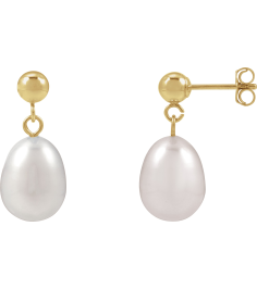 689322 Earring Set 14K Yellow 18.796 Mm Cultured White Freshwater Pearl Pearl 8-8.5 Pair Friction Backs Included Polished Cultured Freshwater White Pearl Drop Earrings