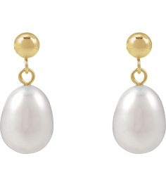 689322 Earring Set 14K Yellow 18.796 Mm Cultured White Freshwater Pearl Pearl 8-8.5 Pair Friction Backs Included Polished Cultured Freshwater White Pearl Drop Earrings