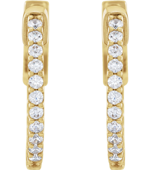 650183 Earring Set 14K Yellow 15.5 Mm 1.5 Mm Lab-Grown Diamond Round 1.3Mm 13 Ctw Vs, F+ Pair Hinged Polished 13Ctw Lab-Grown Diamond Inside-Outside Hoop Earrings
