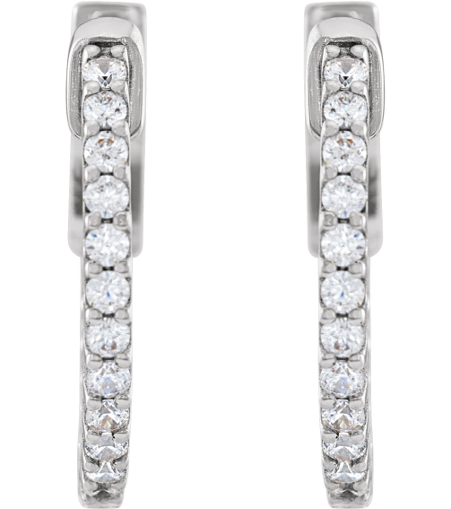 650183 Earring Set 14K White 15.5 Mm 1.5 Mm Lab-Grown Diamond Round 1.3Mm 13 Ctw Vs, F+ Pair Hinged Polished 13 Ctw Lab-Grown Diamond Inside-Outside Hoop Earrings