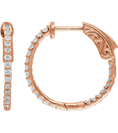 650183 Earring Set 14K Rose 19 Mm 1.5 Mm Lab-Grown Diamond Round 1.4Mm 12 Ctw Vs, F+ Pair Hinged Polished 12 Ctw Lab-Grown Diamond Inside-Outside Hoop Earrings