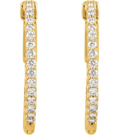 650183 Earring Set 14K Yellow 23 Mm 1.7 Mm Lab-Grown Diamond Round 1.4Mm 34 Ctw Vs, F+ Pair Hinged Polished 34 Ctw Lab-Grown Diamond Inside-Outside Hoop Earrings