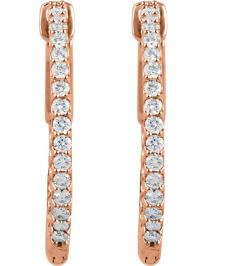 650183 Earring Set 14K Rose 23 Mm 1.7 Mm Lab-Grown Diamond Round 1.5Mm 34 Ctw Vs, F+ Pair Hinged Polished 34 Ctw Lab-Grown Diamond Inside-Outside Hoop Earrings