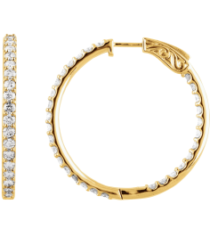 650183 Earring Set 14K Yellow 26.5 Mm 1.9 Mm Lab-Grown Diamond Round 1.6Mm 1 Ctw Vs, F+ Pair Hinged Polished 1 Ctw Lab-Grown Diamond Inside-Outside Hoop Earrings