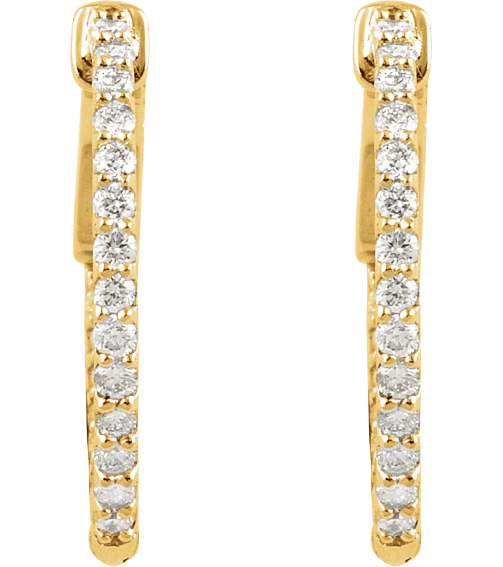 650183 Earring Set 14K Yellow 26.5 Mm 1.9 Mm Lab-Grown Diamond Round 1.6Mm 1 Ctw Vs, F+ Pair Hinged Polished 1 Ctw Lab-Grown Diamond Inside-Outside Hoop Earrings