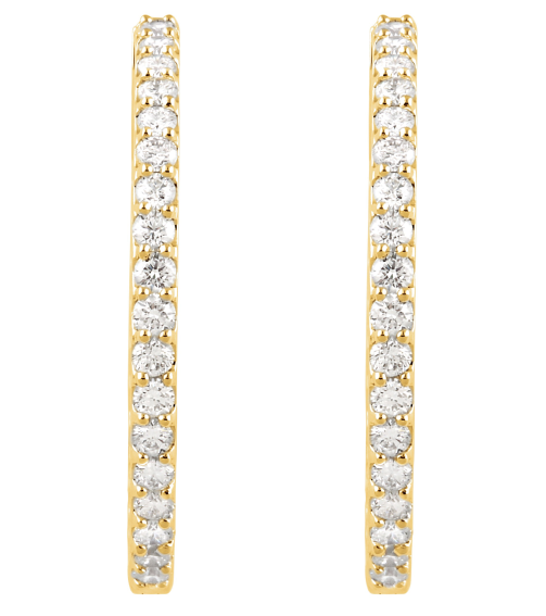 650183 Earring Set 14K Yellow 34.5 Mm 2.5 Mm Lab-Grown Diamond Round 2.4Mm 3 Ctw Vs, F+ Pair Hinged Polished 3 Ctw Lab-Grown Diamond Inside-Outside Hoop Earrings