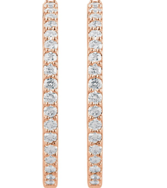 650183 Earring Set 14K Rose 34.5 Mm 2.5 Mm Lab-Grown Diamond Round 2.4Mm 3 Ctw Vs, F+ Pair Hinged Polished 3 Ctw Lab-Grown Diamond Inside-Outside Hoop Earrings