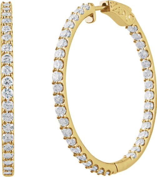 650183 Earring Set 14K Yellow 41.5 Mm 2.6 Mm Lab-Grown Diamond Round 2.5Mm 5 Ctw Vs, F+ Pair Hinged Polished 5 Ctw Lab-Grown Diamond Inside-Outside Hoop Earrings