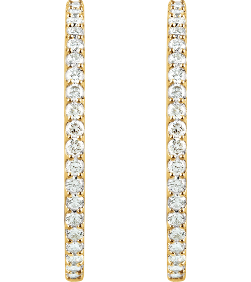 650183 Earring Set 14K Yellow 41.5 Mm 2.6 Mm Lab-Grown Diamond Round 2.5Mm 5 Ctw Vs, F+ Pair Hinged Polished 5 Ctw Lab-Grown Diamond Inside-Outside Hoop Earrings
