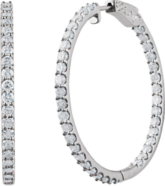 650183 Earring Set 14K White 41.5 Mm 2.6 Mm Lab-Grown Diamond Round 2.5Mm 5 Ctw Vs, F+ Pair Hinged Polished 5 Ctw Lab-Grown Diamond Inside-Outside Hoop Earrings