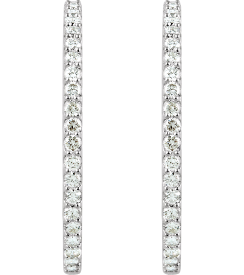 650183 Earring Set 14K White 51 Mm 2.6 Mm Lab-Grown Diamond Round 2.6Mm 6 12 Ctw Vs, F+ Pair Hinged Polished 6 12 Ctw Lab-Grown Diamond Inside-Outside Hoop Earrings