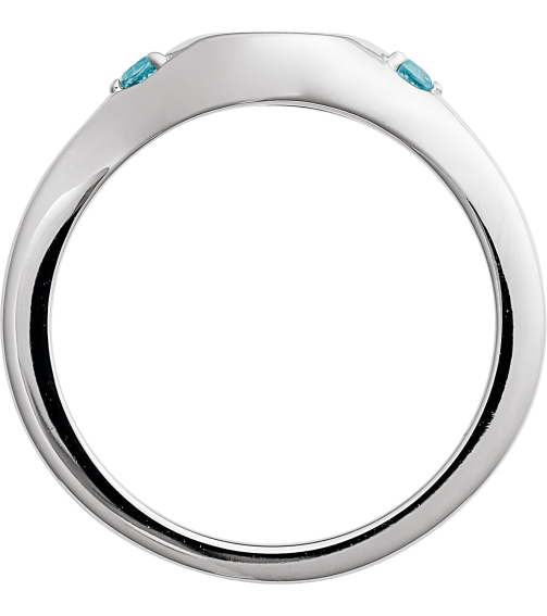 72463 Ring Set 14K White Natural Blue Zircon Round 2 Mm Polished Natural Zircon Signet Ring