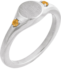 72463 Ring Set Platinum Natural Citrine Round 2 Mm Polished Natural Citrine Signet Ring
