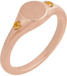 72463 Ring Set 14K Rose Natural Citrine Round 2 Mm Polished Natural Citrine Signet Ring