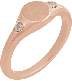 72463 Ring Set 14K Rose Natural White Sapphire Round 2 Mm Polished Natural White Sapphire Signet Ring