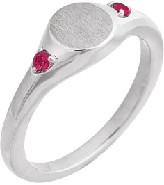 72463 Ring Set 14K White Natural Ruby Round 2 Mm Polished Natural Ruby Signet Ring