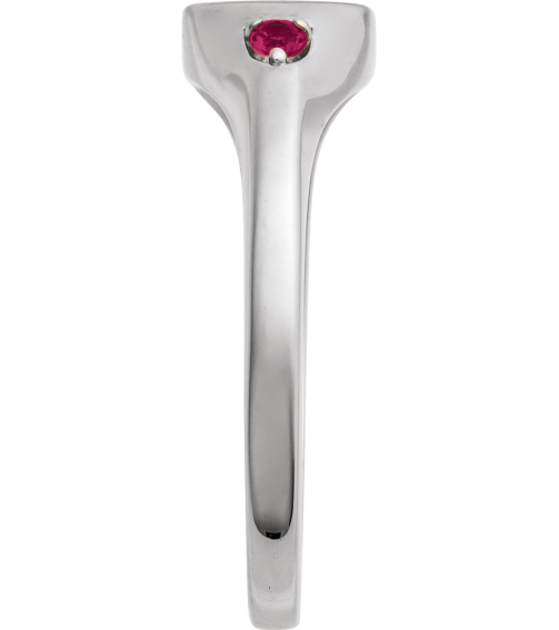72463 Ring Set 14K White Natural Ruby Round 2 Mm Polished Natural Ruby Signet Ring