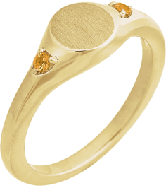 72463 Ring Set 14K Yellow Natural Citrine Round 2 Mm Polished Natural Citrine Signet Ring