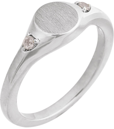 72463 Ring Set 14K White Natural White Sapphire Round 2 Mm Polished Natural White Sapphire Signet Ring