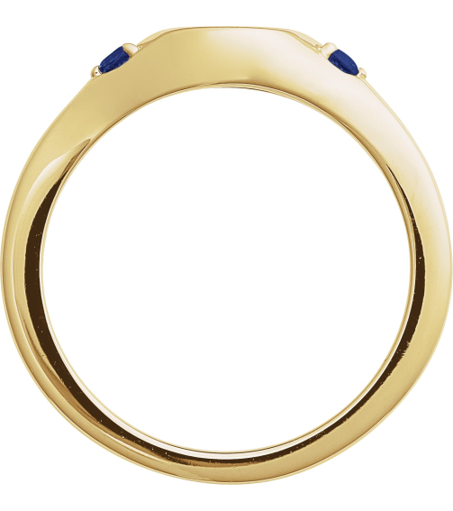 72463 Ring Set 14K Yellow Natural Blue Sapphire Round 2 Mm Polished Natural Blue Sapphire Signet Ring