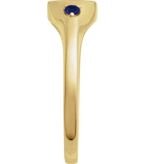 72463 Ring Set 14K Yellow Natural Blue Sapphire Round 2 Mm Polished Natural Blue Sapphire Signet Ring