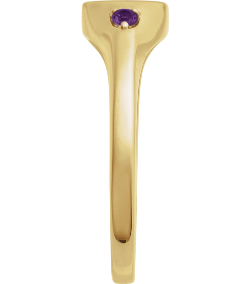 72463 Ring Set 14K Yellow Natural Amethyst Round 2 Mm Polished Natural Amethyst Signet Ring