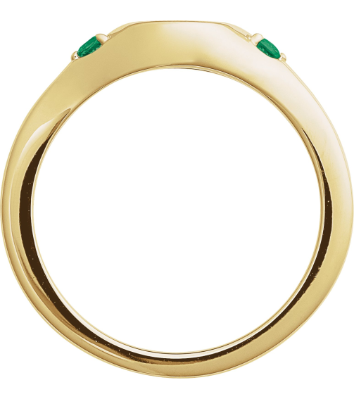 72463 Ring Set 14K Yellow Lab-Grown Emerald Round 2 Mm Polished Lab-Grown Emerald Signet Ring