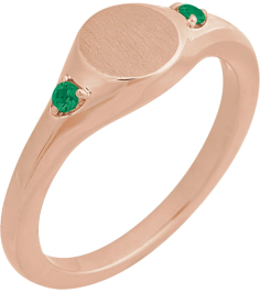 72463 Ring Set 14K Rose Lab-Grown Emerald Round 2 Mm Polished Lab-Grown Emerald Signet Ring