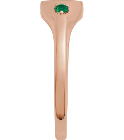 72463 Ring Set 14K Rose Lab-Grown Emerald Round 2 Mm Polished Lab-Grown Emerald Signet Ring