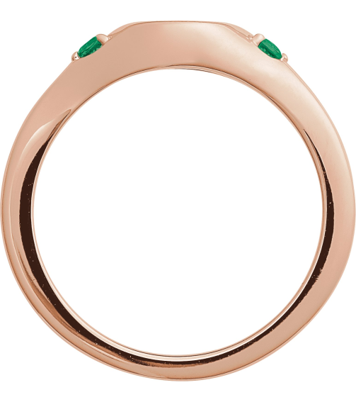 72463 Ring Set 14K Rose Lab-Grown Emerald Round 2 Mm Polished Lab-Grown Emerald Signet Ring