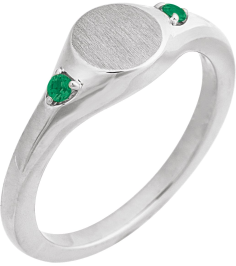 72463 Ring Set Sterling Silver Lab-Grown Emerald Round 2 Mm Polished Lab-Grown Emerald Signet Ring