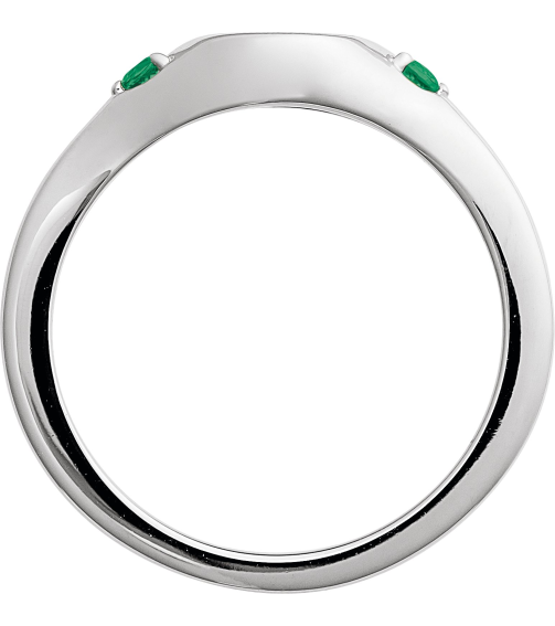 72463 Ring Set Sterling Silver Lab-Grown Emerald Round 2 Mm Polished Lab-Grown Emerald Signet Ring