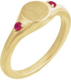 72463 Ring Set 14K Yellow Lab-Grown Ruby Round 2 Mm Polished Lab-Grown Ruby Signet Ring