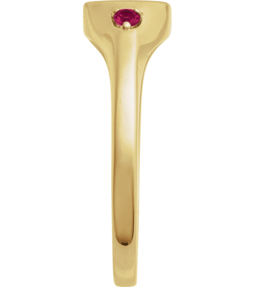 72463 Ring Set 14K Yellow Lab-Grown Ruby Round 2 Mm Polished Lab-Grown Ruby Signet Ring