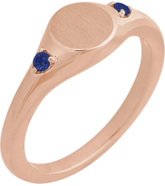 72463 Ring Set 14K Rose Natural Blue Sapphire Round 2 Mm Polished Natural Blue Sapphire Signet Ring