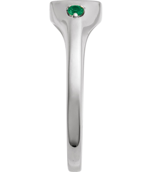 72463 Ring Set 14K White Lab-Grown Emerald Round 2 Mm Polished Lab-Grown Emerald Signet Ring