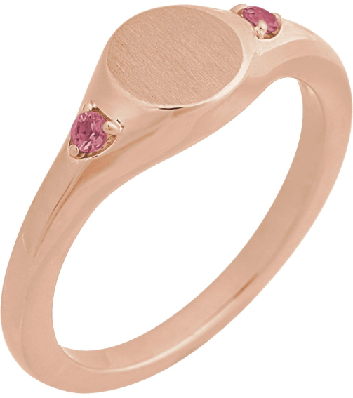 72463 Ring Set 14K Rose Natural Pink Tourmaline Round 2 Mm Polished Natural Pink Tourmaline Signet Ring