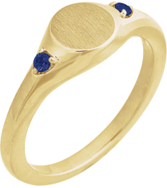 72463 Ring Set 14K Yellow Lab-Grown Blue Sapphire Round 2 Mm Polished Lab-Grown Blue Sapphire Signet Ring