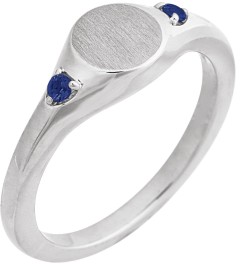 72463 Ring Set Platinum Lab-Grown Blue Sapphire Round 2 Mm Polished Lab-Grown Blue Sapphire Signet Ring