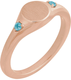 72463 Ring Set 14K Rose Natural Blue Zircon Round 2 Mm Polished Natural Zircon Signet Ring